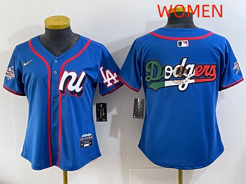 Women 2025 Los Angeles Dodgers Blank Blue All star Nike MLB Jersey style 03